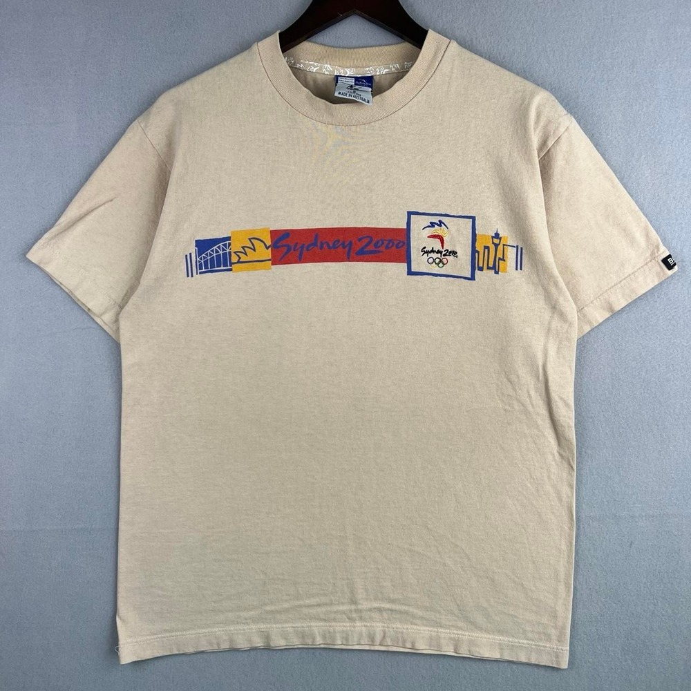 Vintage Sydney Olympics 2000 Commemorative Cotton Tan Tee Shirt S